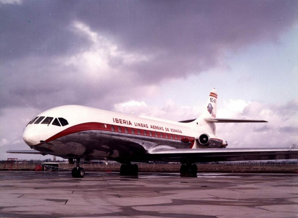 La llegada del avión SE-210 Caravelle VI-R a Iberia