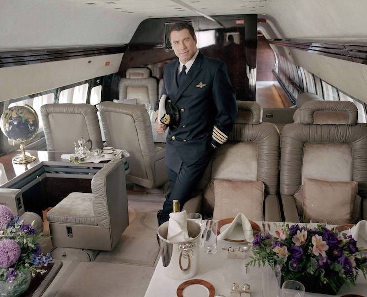 Interior del avión privado B-707 de John Travolta