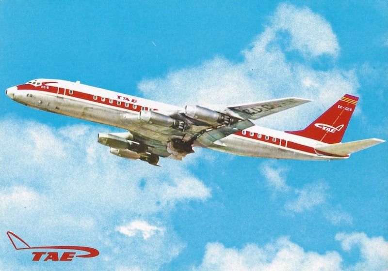 Postales de aviones: Douglas DC-8 serie –33 de TAE