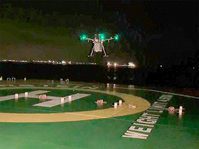 Empleo de drones para entrega comercial nocturna a buques